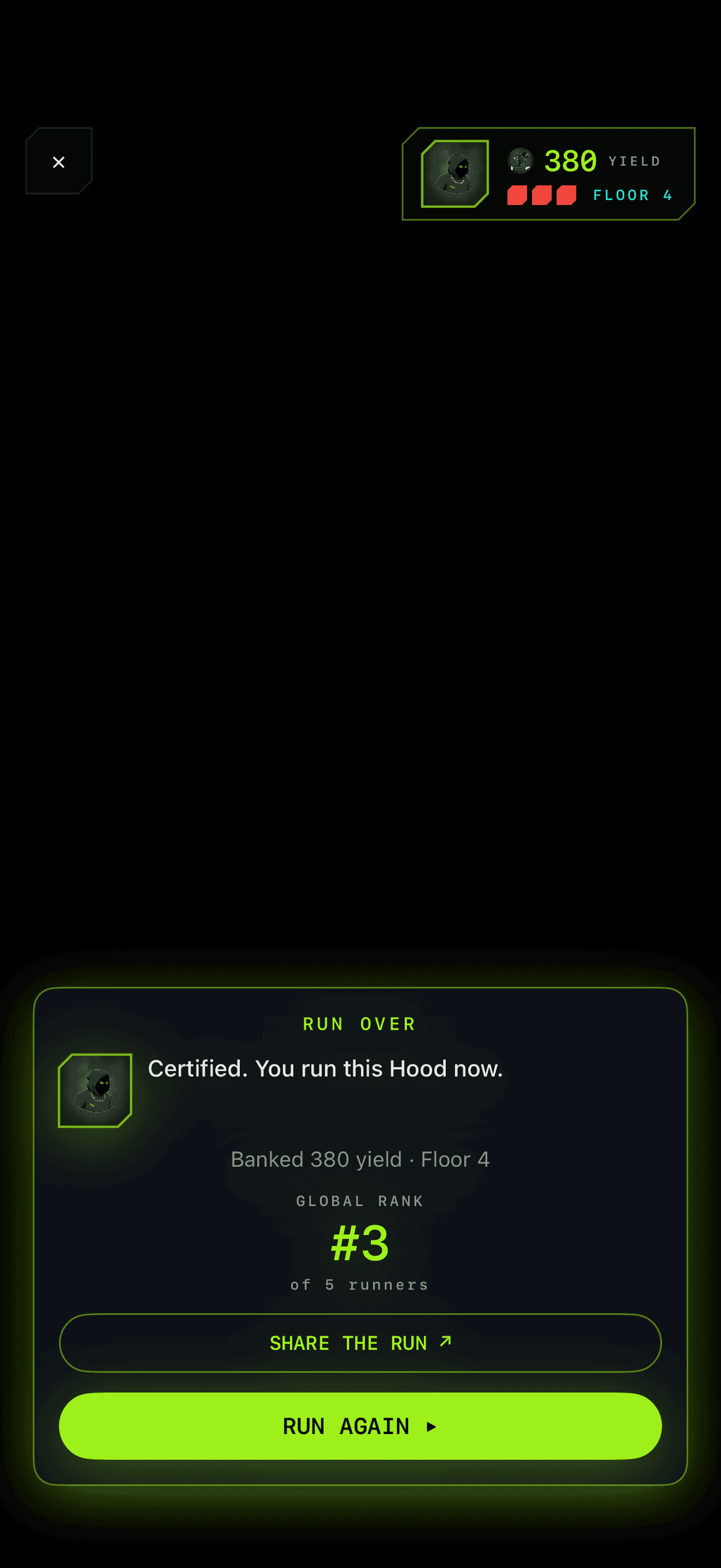 Run over — global rank